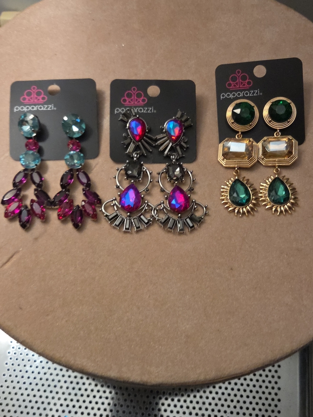 Paparazzi Multicolor and Emerald Statement Earrings Set